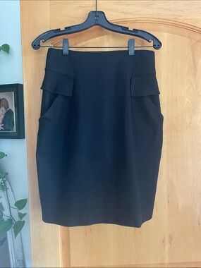 Hanii Y Classic Black Pencil Skirt - Women's Tailored Office Skirt Size 42 4-6